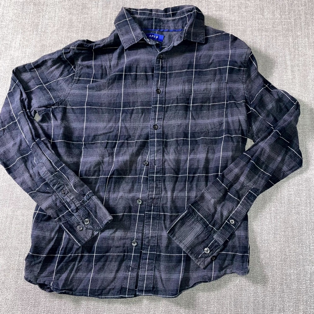 Apt 9 Premier Flex Untucked Fit Flannel Shirt Mens L Multicolor Check Standard